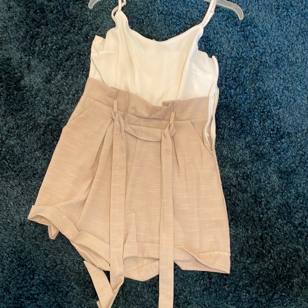 Tan and white romper